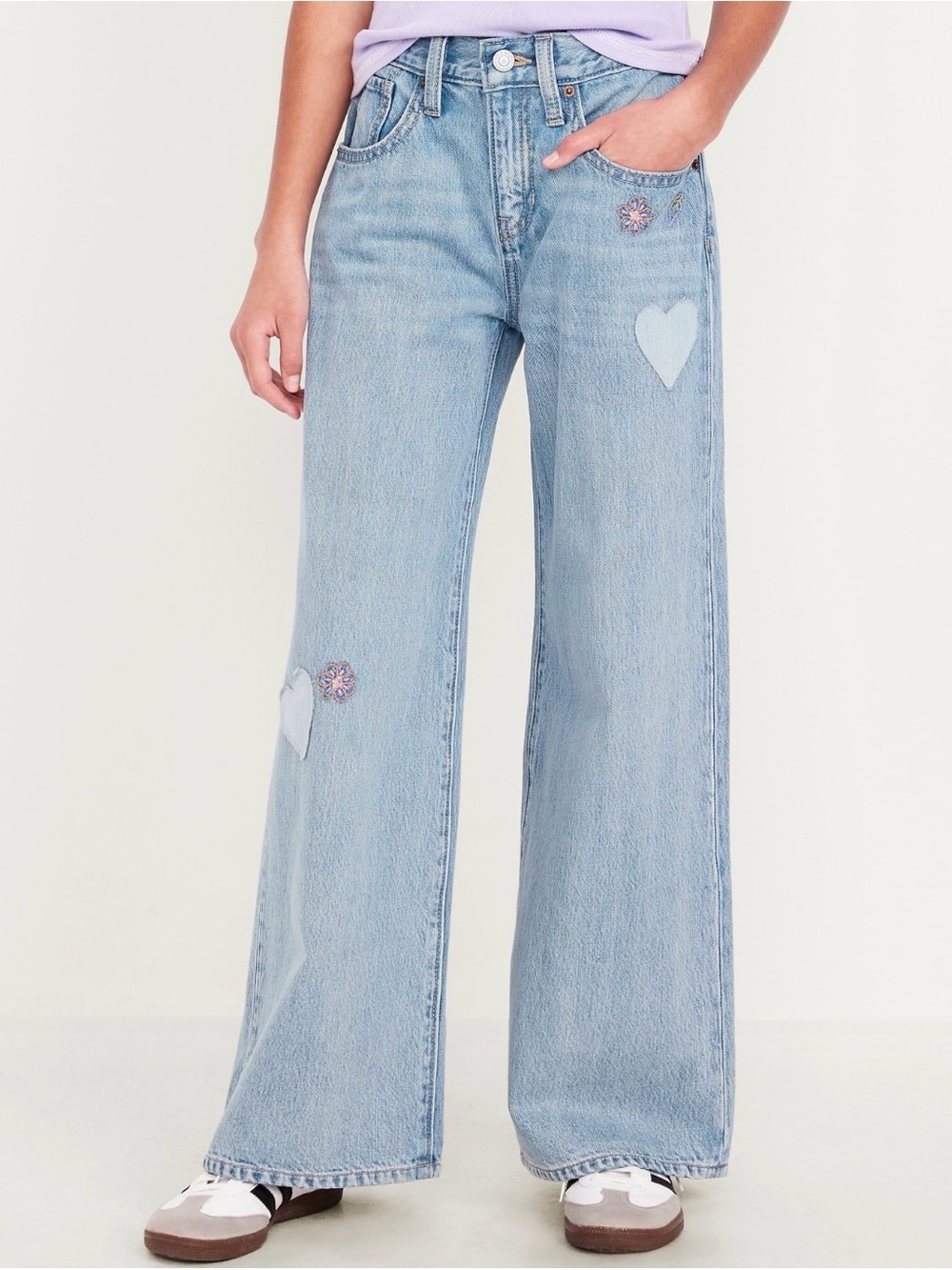 Old Navy Girls Super Baggy Wide-Leg
Embroidered Jeans, Size XL (14)